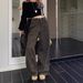 American Retro Leopard Print High-waisted Denim Wide-leg Pants, Loose And Slimming, Floor-length Trousers_ecoleips.com