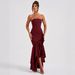 European And American Cross-border Summer Women's Elegant Strapless Slit Fashion Slim-fit Backless Bodycon Dress_ecoleips.com