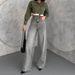 Women's High-Waisted Wide-Leg Jeans – Vintage Washed Sky Gray, Stretch Cotton, Straight Fit (S-3XL, Classic Denim For Casual & Streetwear)_ecoleips.com