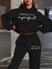 Women's Autumn And Winter Fashionable Casual PERFECTLY Letter Printed Thick Fleece Warm Hooded Sweatshirt+sports Pants Set-756_ecoleips.com