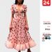 Women's Clothing Strawberry Style Sequined Long Dress Two Tone Mesh Tie Waist Pleated Summer For Formal & Casual For Women_ecoleips.com