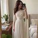 Elegant Vintage Long Sleeve Midi Dress With High Waist And Ruffle Detail For Women, Casual Bodycon Maxi Dress_ecoleips.com