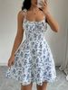 2026 Summer New Style Women's Best-selling Flowery Ruffled Short Sleeve Dress With Square Neck And Gentle Style Short Skirt_ecoleips.com