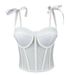 Women's Clothing Fishbone Bra Sexy Perspective Slim Line Bow Tie Belt Chest Pad Outer Wear Bra_ecoleips.com