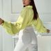 Women's Clothing Lace Up Long Sleeved Cardigan Spring And Summer Navel Baring Loose Shirts With Bat Sleeves_ecoleips.com