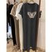 Summer Short Sleeved Dress Women's Korean Ins Butterfly Print Oversized Loose Round Neck Dress_ecoleips.com