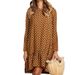 Women's Fashion Polka Dot Dress Long Sleeve With Ruffle Trim Casual Elegant Mini Dress_ecoleips.com