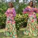 Women's Clothing Spring And Summer New Women's Printed Loose Off Shoulder V Neck Sexy Slim Long Skirt Dress_ecoleips.com