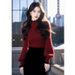 girl Red Half Turtleneck For Women, Autumn Winter Soft And Cozy Lazy Style Inner Wear Top, Zodiac Christmas New Year Knitted_ecoleips.com