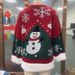 Festive Snowman & Snowflake Christmas Sweater For Women – Cozy Knit Pullover With Contrast Design (XS-XL, Red/Scarlet)_ecoleips.com