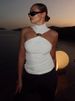 Weird Puss Metal Knot Tank Tops Women 2025 Summer Solid Pleated Sleeveless Stretch Simple Basic Streetwear Skinny Casual Vest_ecoleips.com