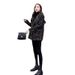 "Black Checkered Wool Blazer For Women – Oversized Casual Tweed Jacket, Relaxed Fit Spring/Fall Office Coat With Patch Pockets"_ecoleips.com
