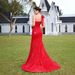 Women's Clothing New Elegant Sexy One Shoulder Slit Party Dress Sequined Bow Celebrity Party Evening Dress_ecoleips.com