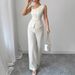 Summer Women's Off-Shoulder Suspender Suit Vest Sleeveless Straight Leg Pants Clothing_ecoleips.com