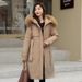 Detachable Faux Fur Trim Hooded Long Puffer Coat - Winter Warm Thickened Polyester Parka With Oversized Hood (Available In 5 Colors & Sizes)_ecoleips.com