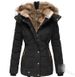 Women's Winter Warm Fleece-Lined Hooded Coat With Faux Fur Trim, Slim Fit Zip-Up Long Sleeve Jacket For Cold Weather_ecoleips.com