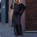 Women's Autumn Winter Silk Imitation Denim Pant Set Off-Shoulder T-Shirt And Slit Skirt Two-Piece Outfit European American Fashion_ecoleips.com