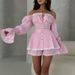 Women's Elegant Off-Shoulder Lace Shirt Wide Leg Shorts Set European American Style Summer Tie-Up Cross Border Clothing_ecoleips.com
