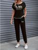 Women's Clothing Color Block Trim Casual Suit Spring Summer Autumn American Style Simple Loose Fit Short Sleeve_ecoleips.com