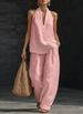 2026 New European And American Style Sleeveless Loose Shoulder Set For Women's Summer Casual Wide Leg Pants, Two Piece Set, Fashionable Trendy Style_ecoleips.com