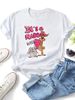 Retro Cartoon Rabbit Print T-shirt (with The Slogan "It's A Rabbit"), Women's Loose And Soft Pure Cotton Top, Cute Retro Animal Pattern Casual Street Style T-shirt._ecoleips.com