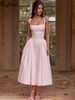 Hugcitar Elegant Plaid Print Straps Ruched Sexy Bodycon Maxi Prom Dress Summer Women Fashion Y2K Outfits Birthday Party Festival_ecoleips.com