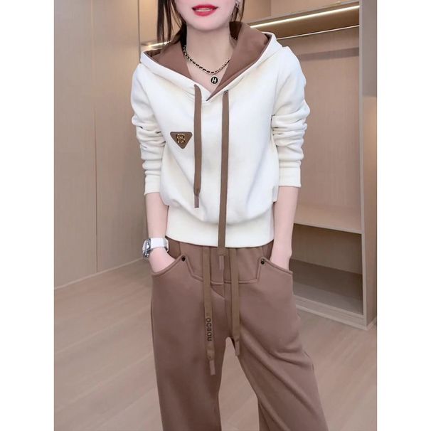Color-Block Hooded Sweatshirt & Jogger Set – Fleece-Lined Lounge Outfit For Women (M-4XL, Winter-Ready)_ecoleips.com