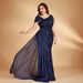 plus Size One Shoulder Sleeveless Evening Dress Sequined Beaded Ribbon Cocktail Dress for Parties Formal Banquets European American Style_ecoleips.com