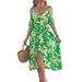 Real Shot Of Spring/summer European And American Off-shoulder Cross V-neck Floral Strap Long Dress For Vacation._ecoleips.com