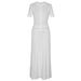Women's French Style Crochet Lace A-Line Dress Summer Breathable Slim Fit round Neck Short Sleeve Knit Gown_ecoleips.com