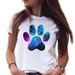 New Women's Casual Simple Harajuku Style Heart Animal Paw Print Short-sleeve T-shirt_ecoleips.com