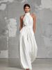 Women's Elegant Slim Fit Jumpsuit Halter Neck Backless Sleeveless Summer New Solid Color Style_ecoleips.com