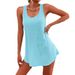 2024 European And American Summer Women's Solid Color U-neck Sleeveless Tank Top Casual Versatile Short Dress_ecoleips.com