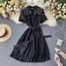 Women's Clothing Celebrity Style Celebrity Temperament Dress Skirt Scheming Hollow Lace Short Sleeved Dress Female Summer Dress_ecoleips.com