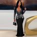 Women's Clothing Sexy Slim Fit Hot Diamond Hip wrapped V neck Dress_ecoleips.com