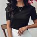 Women's Clothing New Square Neck Puff Sleeves Sweet Bow Backless Short Sleeved Top_ecoleips.com