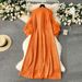 Women's Clothing Solid Color Dress Light Mature Style Three Dimensional Flower Loose Slim Drape Style Long Skirt_ecoleips.com