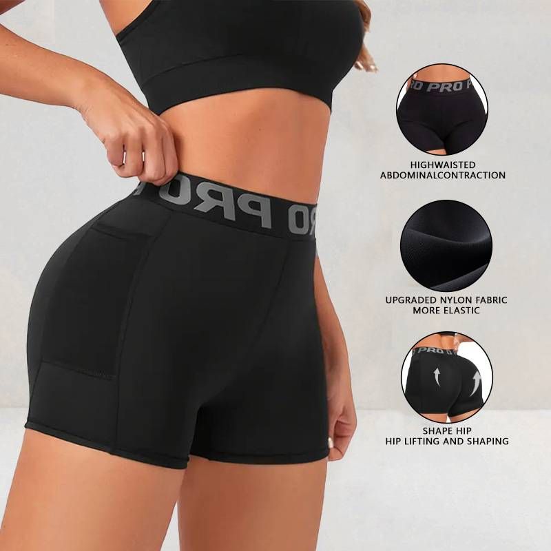 Women's Clothing Fitness Shorts Running Training Peach Hip Sports Yoga Shorts Quick Drying Pocket Tights_ecoleips.com