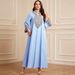 Fashion Elegant Beaded Handmade Beaded Long Skirt Light Luxury Heavy Work Abaya Women's Robe Musilin New_ecoleips.com