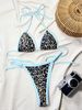Women's Clothing Sexy Leopard Print Three Piece Bikini Swimsuit Lace Up European And American Style Women's Clothing_ecoleips.com