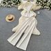Women's Clothing Women's Sophisticated Two Piece Set Tie Up Design Elegant Summer Outfit Youthful Versatile Trousers Tailored Collar_ecoleips.com
