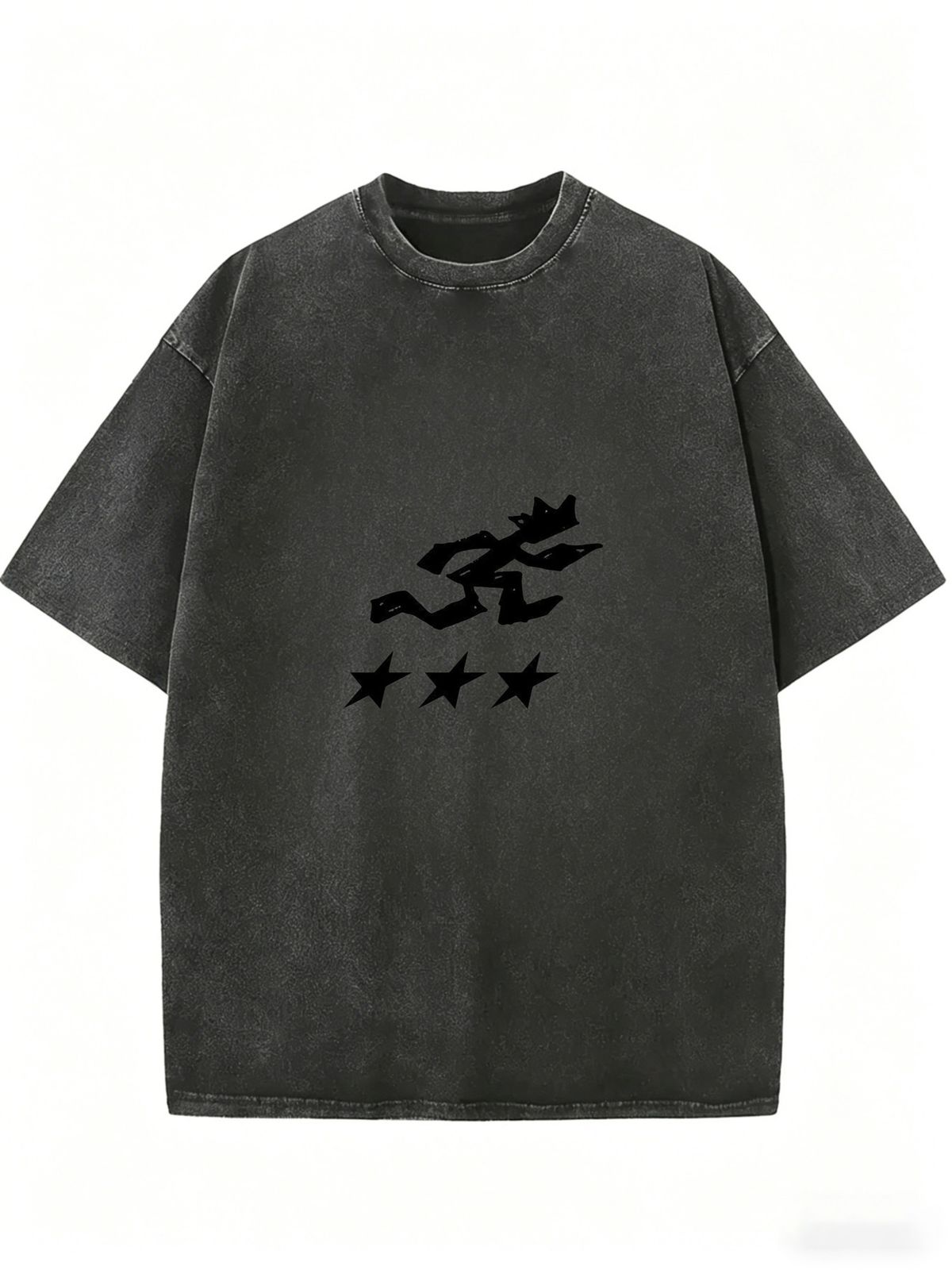Unisex Oversized Graphic Tee, Vintage Washed Short Sleeve Streetwear Top With Relaxed Comfort_ecoleips.com
