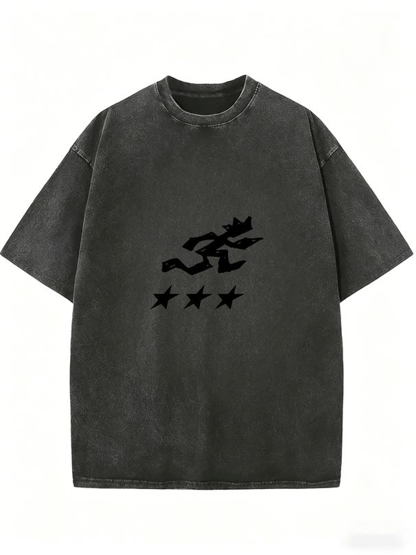 Unisex Oversized Graphic Tee, Vintage Washed Short Sleeve Streetwear Top With Relaxed Comfort_ecoleips.com