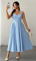 Curvy Solid Stretch Wrap Cami Midi Dress, Ruched Waist Back Bow Flowy Skirt For Valentine Party Beach Festival_ecoleips.com