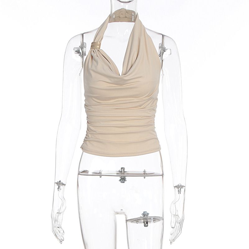 Women Fashion Sexy Backless Halter Neck Cowl Neck Camisole Dress Summer Casual Beach Party Evening Club Mini Dress_ecoleips.com