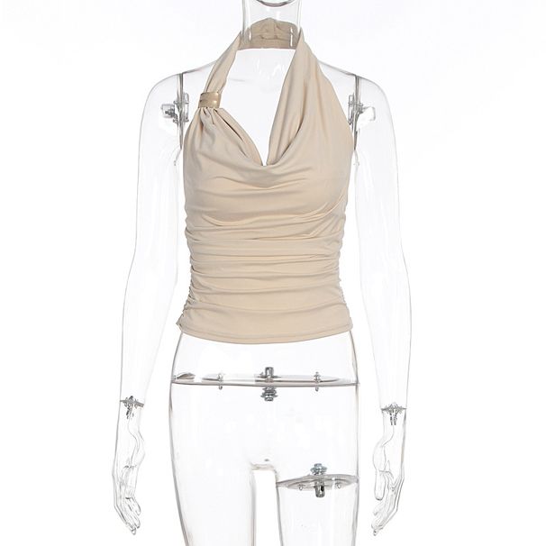 Women Fashion Sexy Backless Halter Neck Cowl Neck Camisole Dress Summer Casual Beach Party Evening Club Mini Dress_ecoleips.com