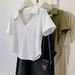 Women's Clothing V Neck Short Polo Shirt Short Sleeved T Shirt_ecoleips.com