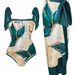 Women's Clothing New Version Printed Two Piece Swimsuit Conservative Cover Hip Skirt Swimsuit_ecoleips.com