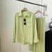Women's Clothing Long Sleeved Shirt Paired With Elastic Waist Trousers Luxe Loungewear Set – Silky Button-Down & Wide-Leg Pants For Elevated Comfort_ecoleips.com