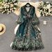 Women's Clothing Early Spring French Style One Piece Dress For Women Tie Waist Print Design Light Elegant Long Skirt_ecoleips.com
